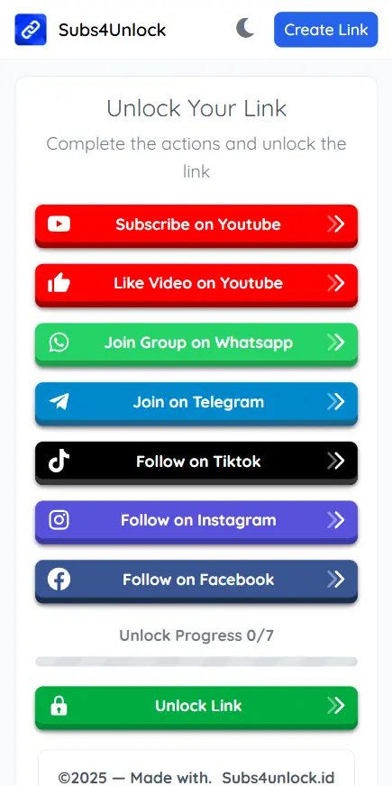 Preview of Sub to Unlock mobile interface - Subs4unlock
